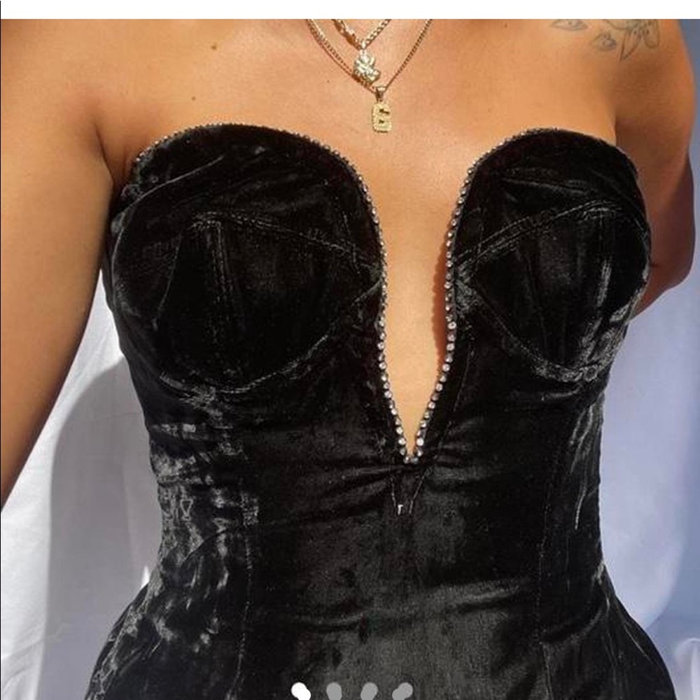 Vintage black velvet crystal corset